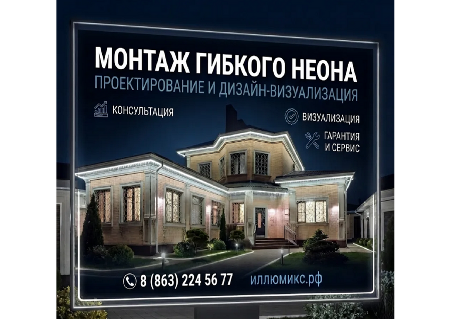 Световой контур: профессиональный монтаж гибкого неона